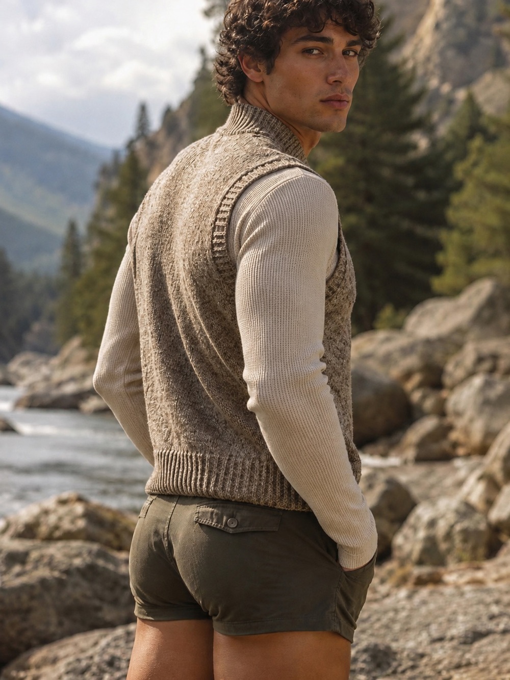 VTG REI Wool Sweater Vest Full Zip Beige Made USA Mens XL Rugged Outdoors